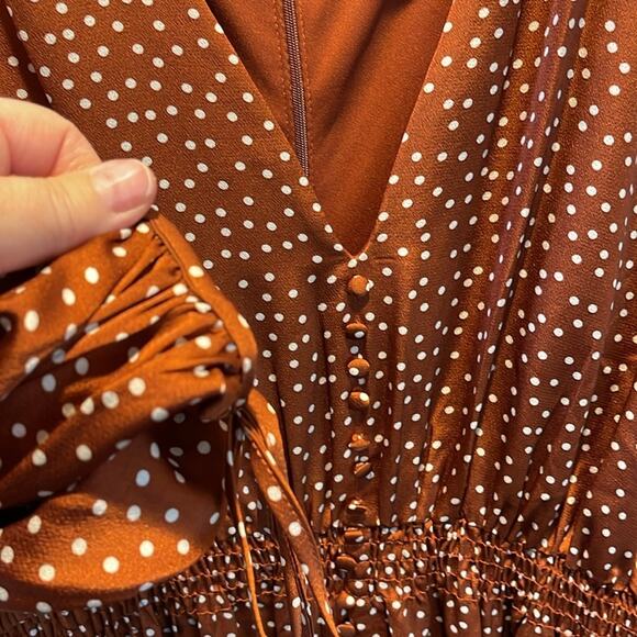 Brown Polka Dot Maxi Dress Size 18W NWT - Picture 3 of 5
